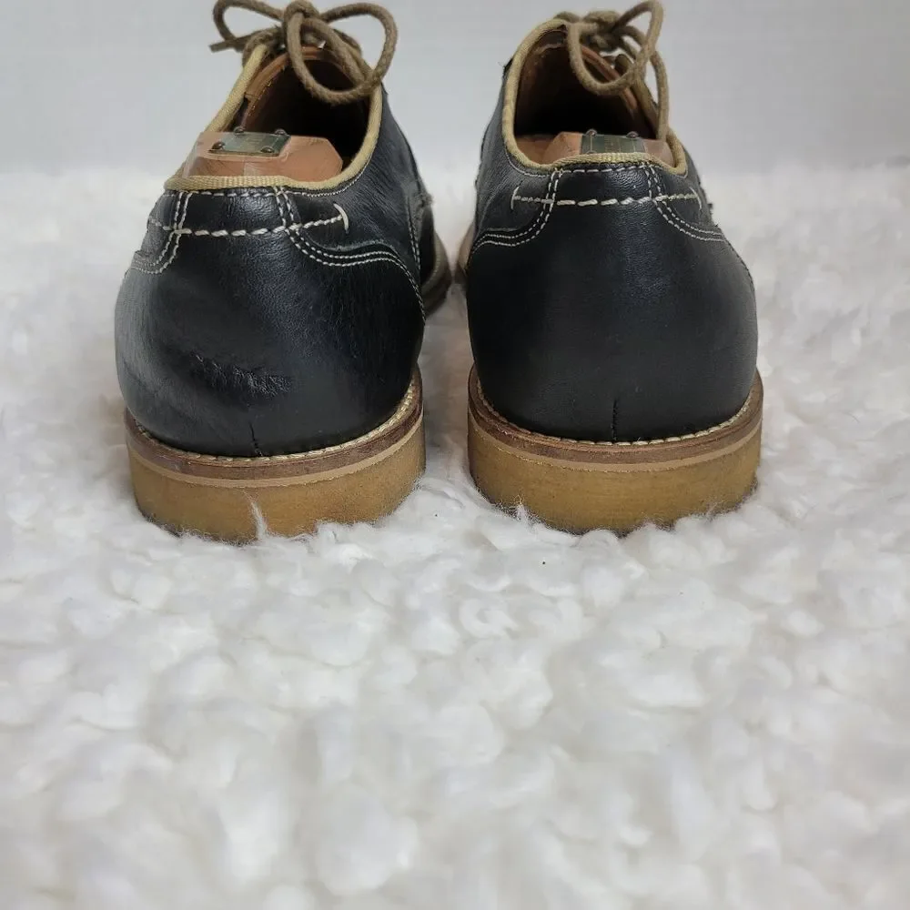 Johnston & Murphy Howell Mens Oxford Shoes Sz 9.5 Plain Toe Navy Oiled Leather